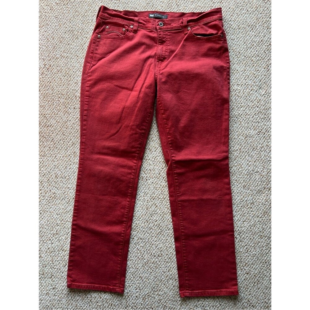 Levi's 505 Straight Leg Jeans Red Burgundy Cranberry Women's Size 16